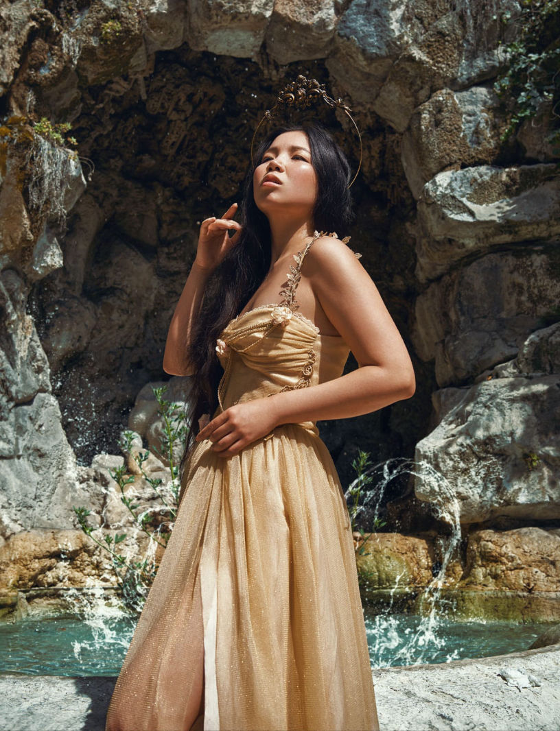 fine art image of a cinese model posing in rome