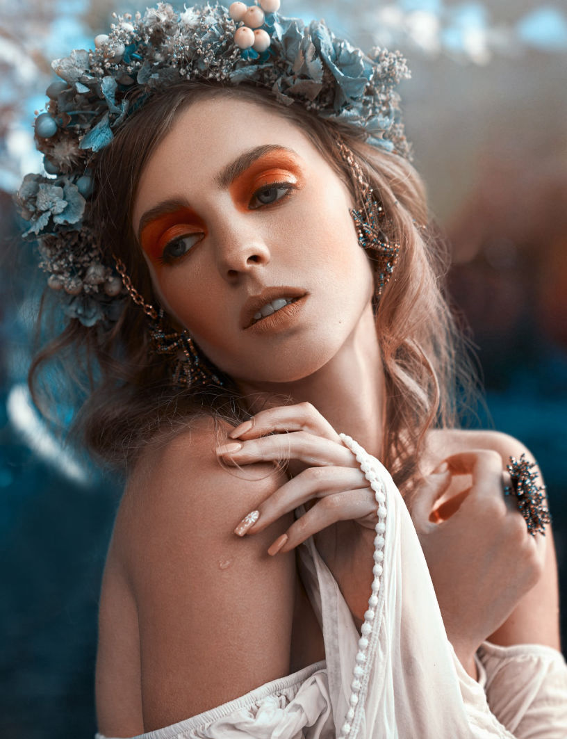 Fine art photography of a model posing in nature