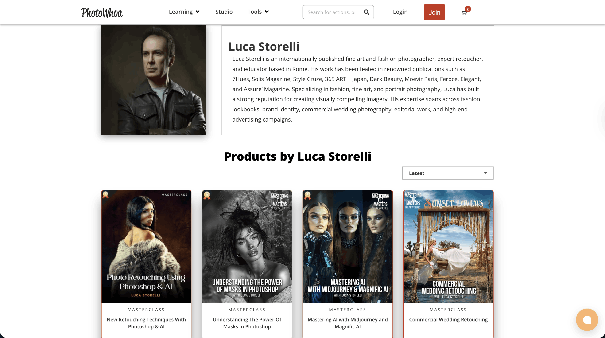 Luca Storelli courses on Photowhoa website